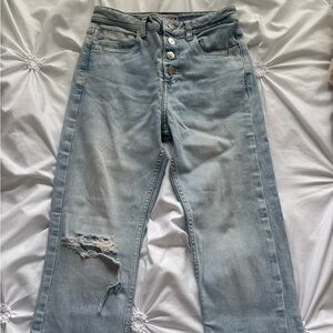 Zara Light Blue High Rise Distressed Jeans
